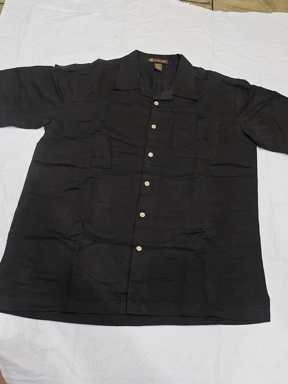 Harriton Men's Black Bahama Cord Camp Shirt L